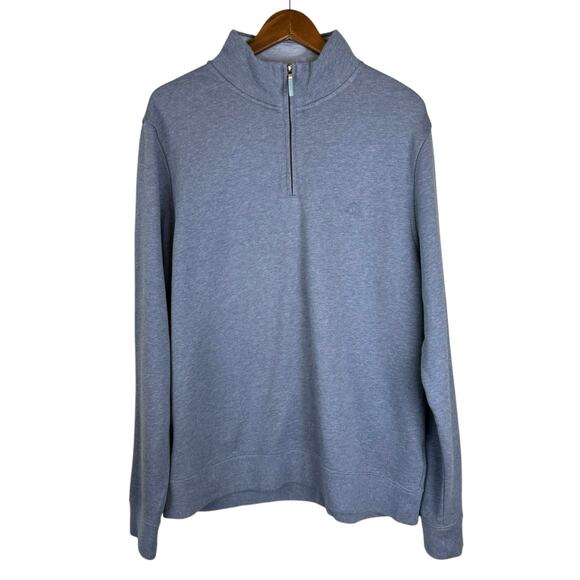 Brooks Brothers Blue Long Sleeve Quarter Zip 100% Cotton Pullover Sweater - Picture 1 of 7